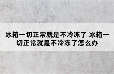 冰箱一切正常就是不冷冻了 冰箱一切正常就是不冷冻了怎么办